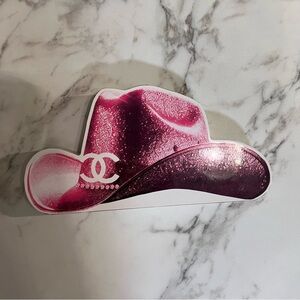 CHANEL Fashion Brand Pink Cowgirl Hat Table Top/ Shelf Decor